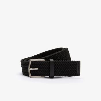 Lacoste Lacoste Engraved Buckle Stretch Knitted Belt Pánské - Pásy Černé | CZ-ui7LoR